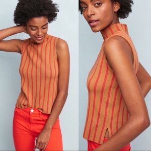 Anthropologie Rochester Mock Neck Striped Top XL